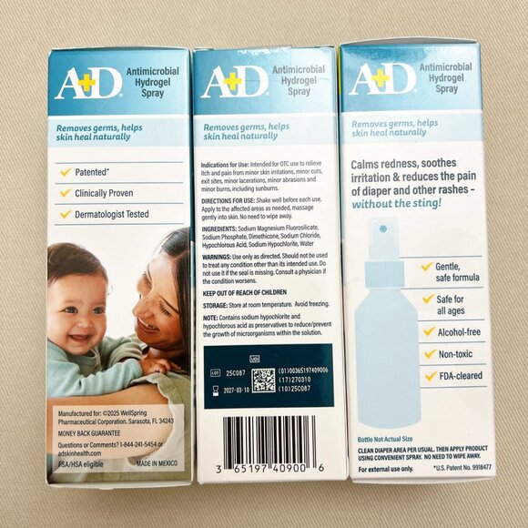 3x A+D Antimicrobial Hydrogel Spray Remove Germs Help Skin Heal 4oz EXP 03/2027 - Picture 2 of 3